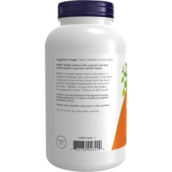 NOW Foods Supplements, Alfalfa 650 mg source of Vitamin K, Green Superfoods, 500 Tablets - Image 2