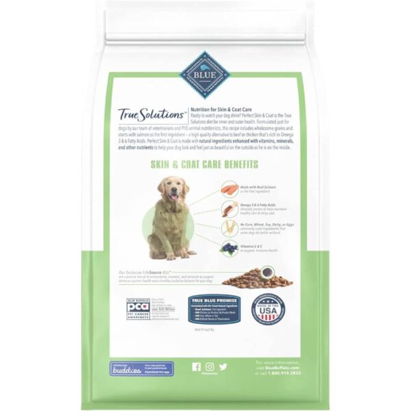 Blue Buffalo True Solutions Perfect Skin & Coat Natural Adult Dry Dog Food, Salmon 4-lb - Image 2