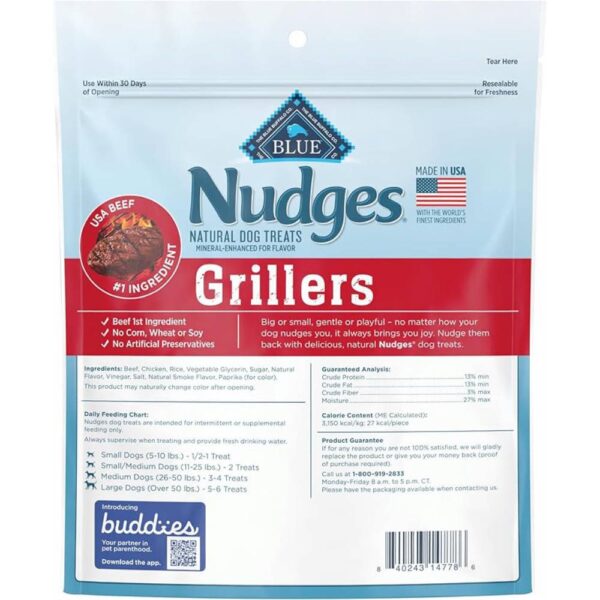 Blue Buffalo Nudges Grillers Natural Dog Treats, Made in the USA with Real Steak, 16-oz. Bag - Image 2