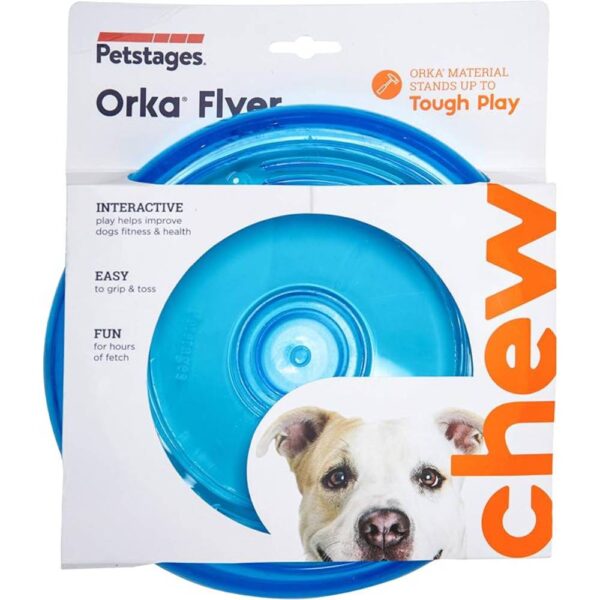 Petstages Orka Flyer Royal Blue Flying Disc Dog Fetch Toy - Image 2