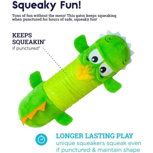 Petstages Stuffing-Free Big Squeak Gator Plush Dog Toy, Medium - Image 2