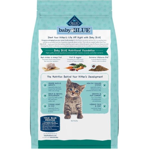 Blue Buffalo Baby BLUE Natural Grain-Free Dry Food for Kittens, Healthy Growth Formula with DHA, High-Protein Savory Chicken Recipe, 4.5-lb. Bag - Image 2