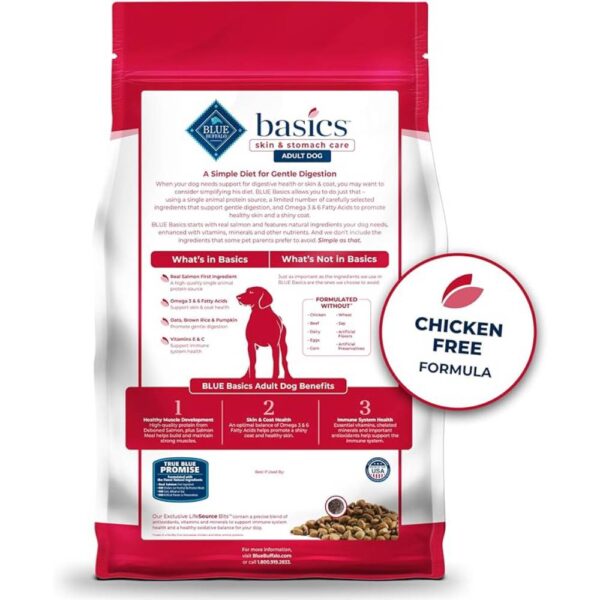 Blue Buffalo Basics Adult Dry Dog Food, Skin & Stomach Care, Limited Ingredient Diet for Dogs, Salmon Recipe, 24-lb. Bag - Image 2