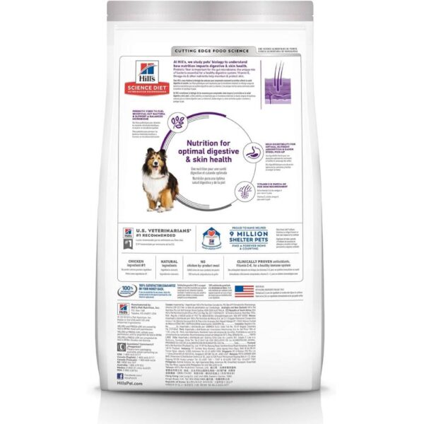 Hill's Science Diet Sensitive Stomach & Skin, Adult 1-6, Stomach & Skin Sensitivity Support, Dry Dog Food, Chicken Recipe, 30 lb Bag - Image 2