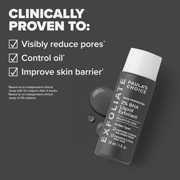 Paula's Choice Skin Perfecting 2% BHA Liquid Salicylic Acid Exfoliant, Gentle Facial Exfoliator for Blackheads, Large Pores, Wrinkles & Fine Lines, Travel Size, 1 Fluid Ounce - Image 2