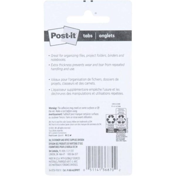 Post-it Tabs, 1 in Solid, Aqua, Yellow, Pink, Red, Green, Orange, 6/Color, 36/Dispenser (686-ALOPRYT) - Image 3