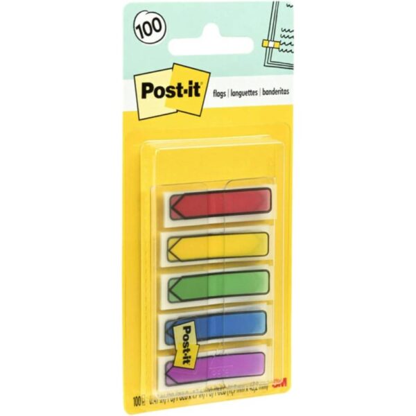 Post-it Arrow Flags, Assorted Primary Colors, .47 in Wide, 100/On-the-Go Dispenser, 1 Dispenser/Pack (684-ARR1)