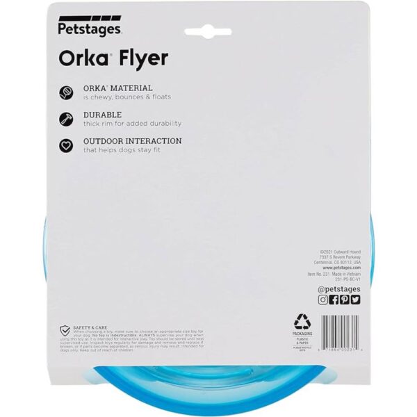 Petstages Orka Flyer Royal Blue Flying Disc Dog Fetch Toy - Image 3