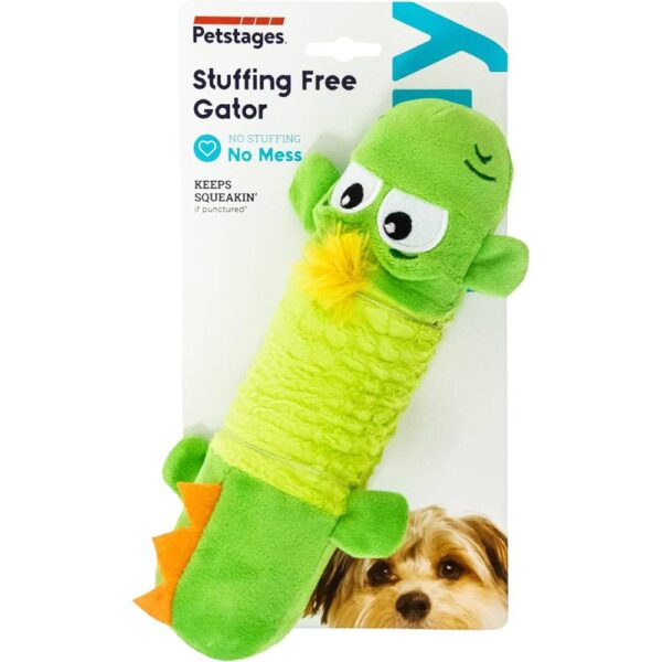 Petstages Stuffing-Free Big Squeak Gator Plush Dog Toy, Medium - Image 3