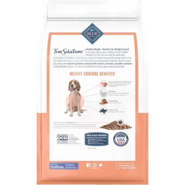 Blue Buffalo True Solutions Healthy Weight Natural Weight Control Adult Dry Dog Food, Chicken 4-lb - Image 3