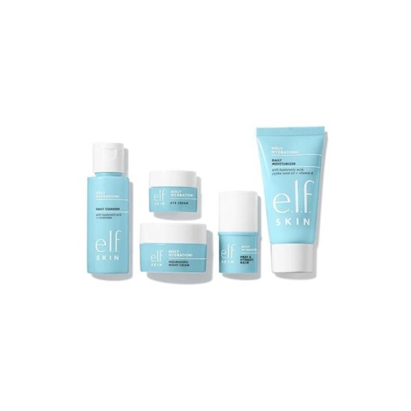 e.l.f. Jet Set Hydration Kit, Travel Friendly Hydrating Skincare Set, Face Cleanser, Balm, Moisturizer, Eye Cream & Night Cream, Vegan & Cruelty-Free - Image 2