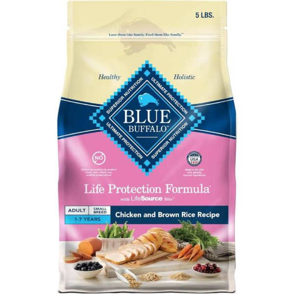 Blue Buffalo Life Protection Formula Adult Small Breed Dry Dog Food, Supports High Energy Needs, Made with Natural Ingredients, Chicken & Brown Rice Recipe, 5-lb. Bag