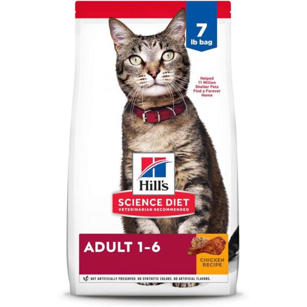 Hill's Science Diet Adult 1-6, Adult 1-6 Premium Nutrition, Dry Cat Food, Chicken Recipe, 7 lb Bag