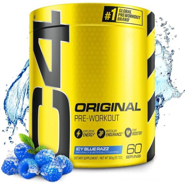 Cellucor C4 Original Pre Workout Powder ICY Blue Razz - Vitamin C for Immune Support - Sugar Free Preworkout Energy for Men & Women - 150mg Caffeine Plus Beta Alanine Plus Creatine - 60 Servings