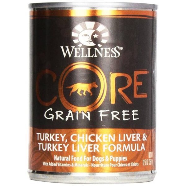 Wellness Core Grain Free Dog Food: Turkey, Chicken Liver, & Turkey Liver Formula, 12.5 oz