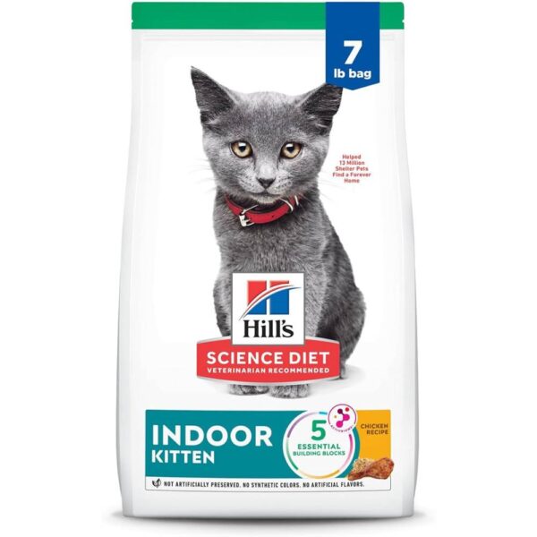 Hill's Science Diet Indoor, Kitten, Easy Litter Box Cleanup, Dry Cat Food, Chicken Recipe, 7 lb Bag