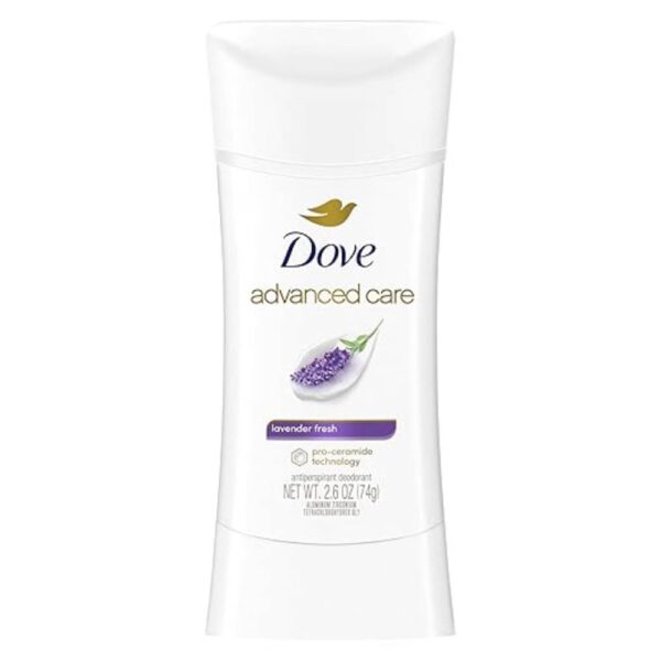 Dove Advanced Care Antiperspirant Deodorant Stick Lavender Fresh for helping your skin barrier repair after shaving 72 hour odor control and all day sweat protection for soft underarms 2.6 oz